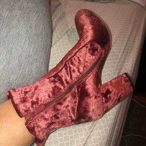 Pink Velvet Crushed Booties